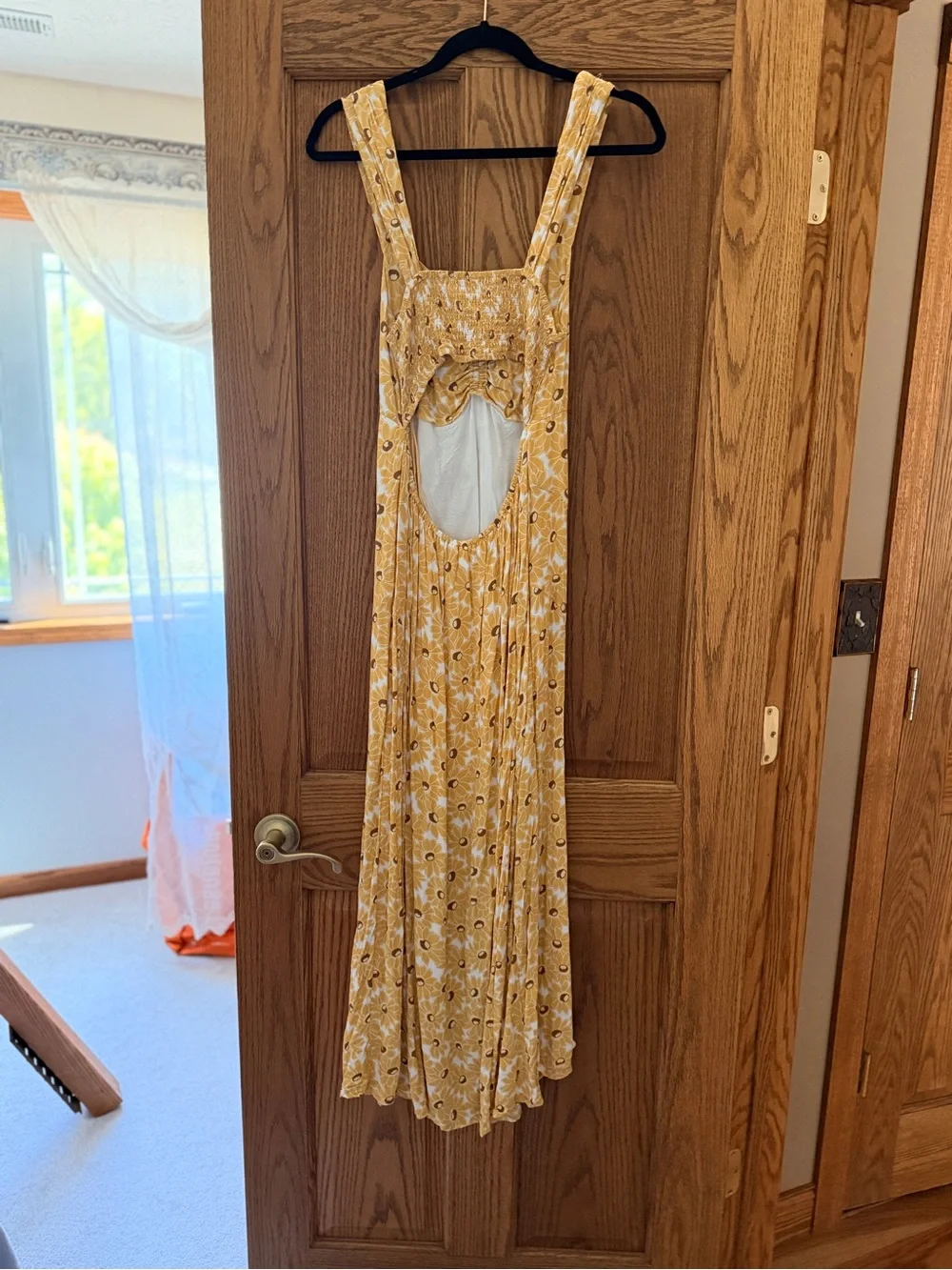 Free People Yellow Floral Midi Dress with Sweetheart Bodice - Picture 6 of 6